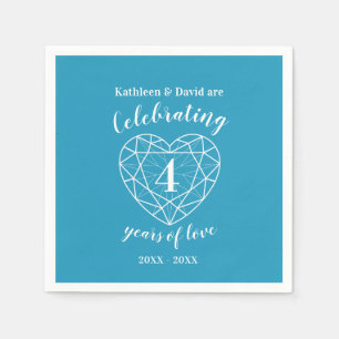 Serviette En Papier Bleu topaz anniversaire 4 ans d'amour serviettes
