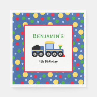 Serviette En Papier Bleu Train Engine et Charbon Voiture Anniversaire