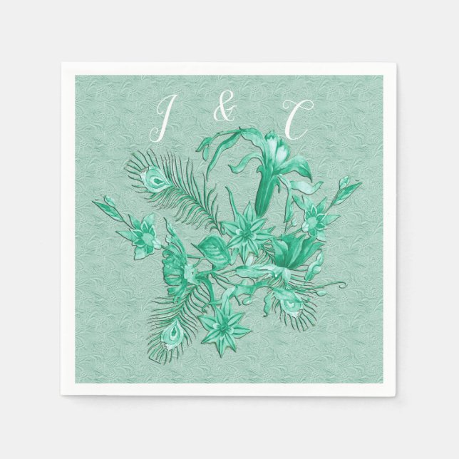 Serviette En Papier Bleu turquoise - arrière - plan texturé vert avec  (Devant)