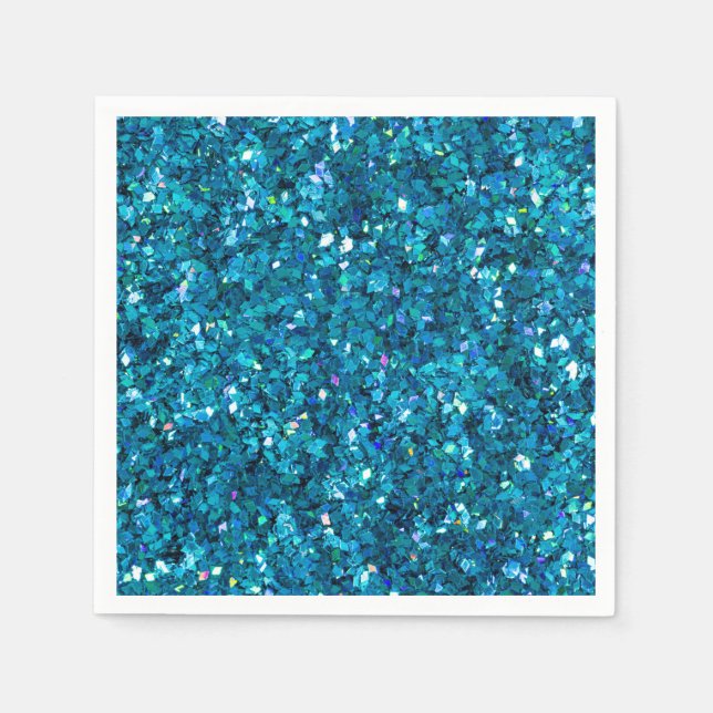 Serviette En Papier Bleu Turquoise brillant (Devant)