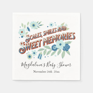 Serviette En Papier Bleu Turquoise Vert Fleurs Baby shower Dragon