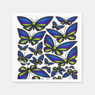 Serviette En Papier Bleu violet ailes vertes maintenant