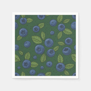 Serviette En Papier Bleus sur vert foncé