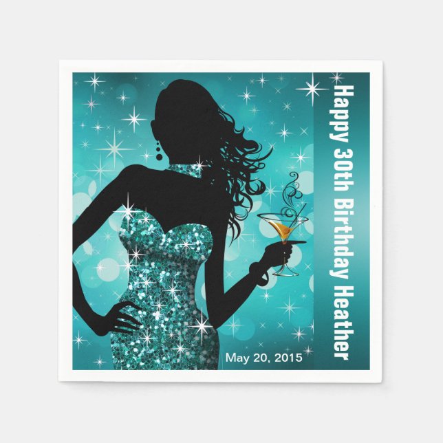 Serviette En Papier Bling Bombshell Sparkle fête d'anniversaire | sarc (Devant)