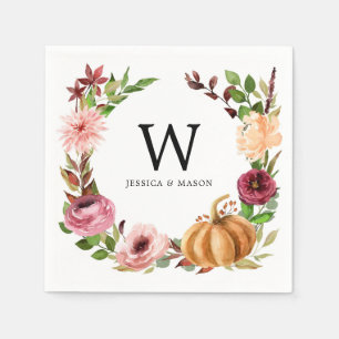 Serviette En Papier Bliss d'automne Monogram Mariage Cocktail  serviet