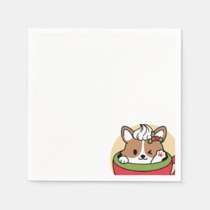 Serviette En Papier Bliss de cacao d'hiver - Chien mignon en mode Mug