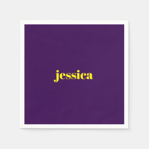 Serviette En Papier Bloc de couleur minimaliste nom personnalisé