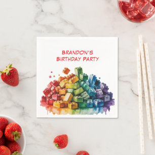 Serviette En Papier Blocs de bâtiment colorés Explosion fête d'anniver