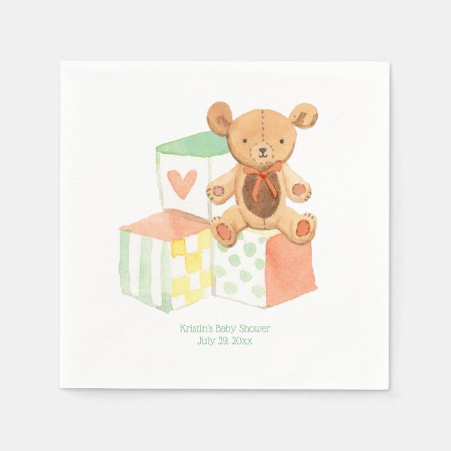 Serviette En Papier Blocs pour bébés neutres et Teddy Bear Douche (Devant)