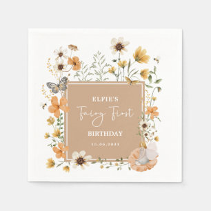 Serviette En Papier Blonde Fairy Fall Fleur sauvage 1er anniversaire f