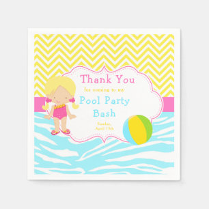 Serviette En Papier Blonde Girl Pool Party Bash Party