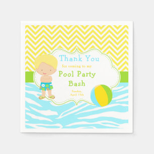 Serviette En Papier Blonde Hair Boy Pool Party Bash Party