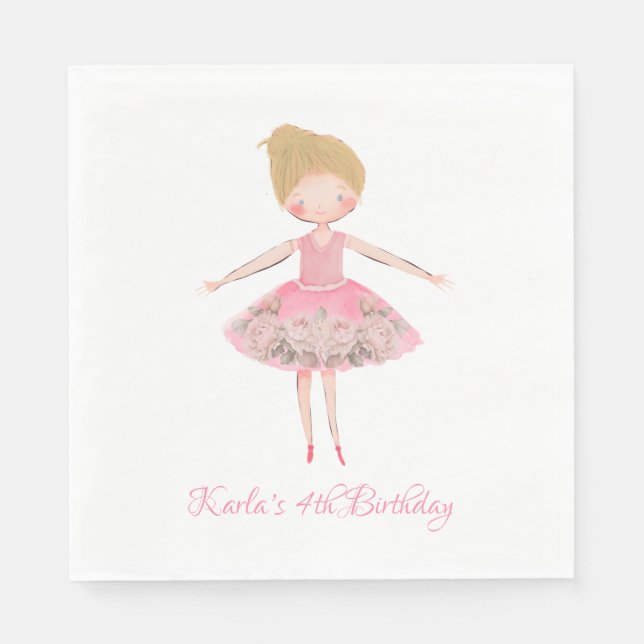 Serviette En Papier Blonde rose mignonne Ballerina Danseuse (Devant)