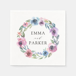 Serviette En Papier Blooms de minuit   Mariage personnalisé