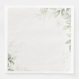 Serviette En Papier Blue and Green Watercolor Flower Wedding Napkin