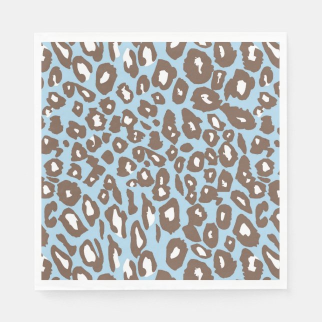 Serviette En Papier Blue and White Leopard Print (Devant)