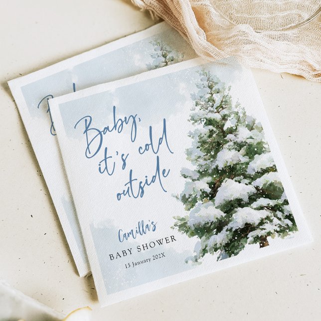 Serviette En Papier Blue Baby It's Cold Outside Baby Shower (Créateur téléchargé)
