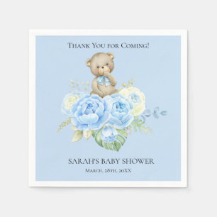 Serviette En Papier Blue Bear Boy Thème   Baby shower serviettes