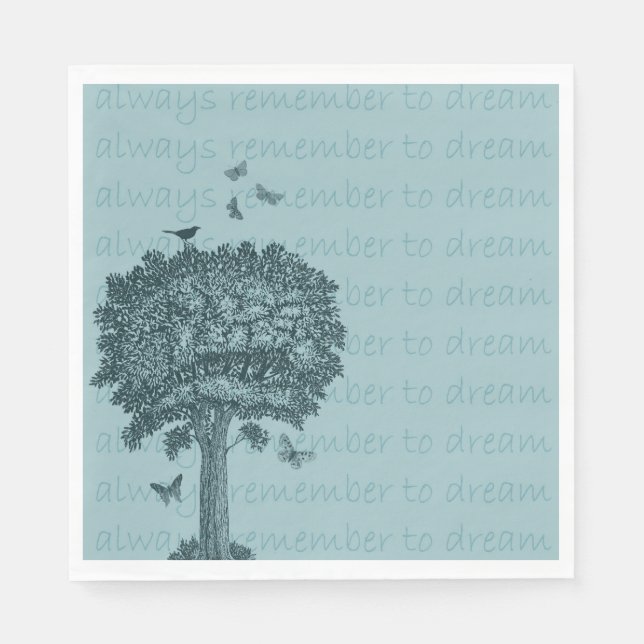Serviette En Papier Blue Birds Papillons Dream Tree (Devant)