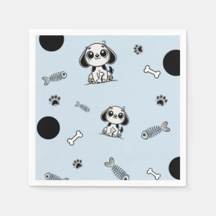 Serviette En Papier Blue & Black Fish Bones Chien Chien Chien Chien Ch