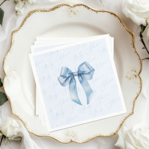 Serviette En Papier Blue bow élégante calligraphie bébé garçon douche