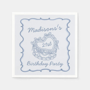 Serviette En Papier Blue Bow Retro Coquette gâteau Coquette Anniversai