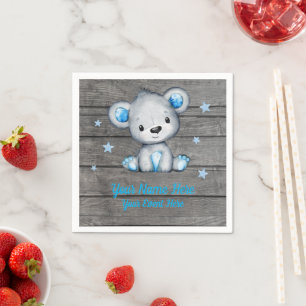 Serviette En Papier Blue Boy Bear Baby shower de serviettes Anniversai