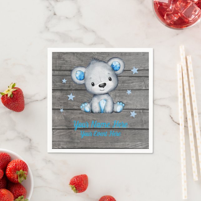 Serviette En Papier Blue Boy Bear Baby shower de serviettes Anniversai (En situation)