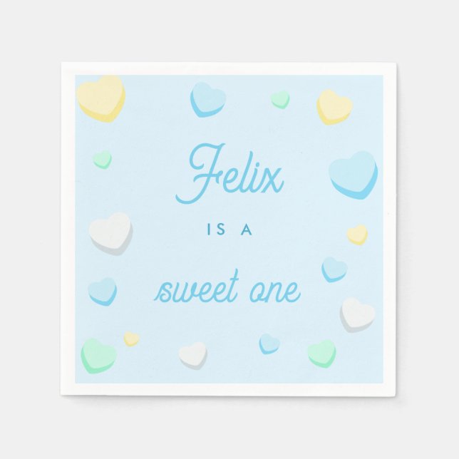 Serviette En Papier Blue Boy Sweet One First Birthday Napkins (Devant)