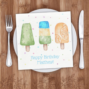 Serviette En Papier Blue Boys Summer Popsicle fête d'anniversaire