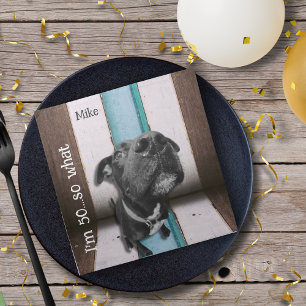 Serviette En Papier Blue Brown Funny 50e Chien gros plan