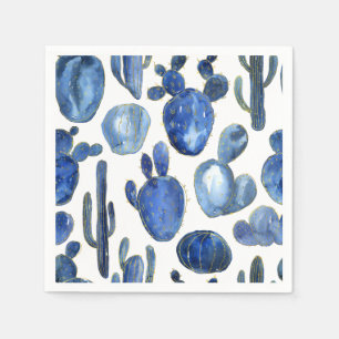 Serviette En Papier Blue Cactus Gold Desert Chic Voyage Sud-ouest Amus
