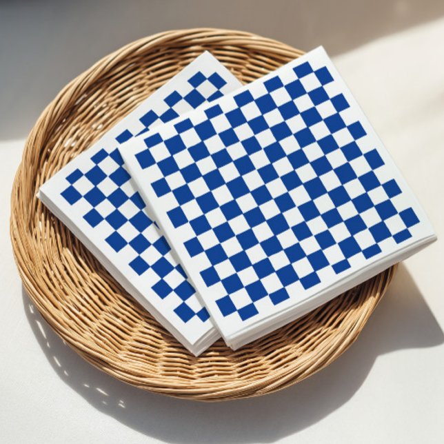 Serviette En Papier Blue Checker Bridal Shower (Blue Checker Bridal Shower Napkins)