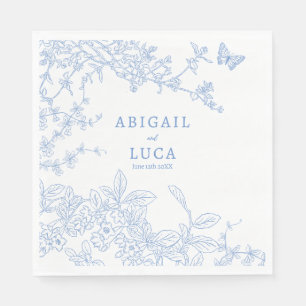 Serviette En Papier Blue Chinoiserie Toile de Jouy Mariage Date de sau