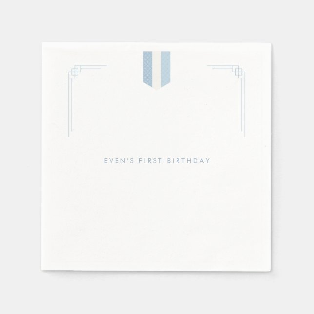 Serviette En Papier Blue Coréen garçon 1er anniversaire Doljanchi (Devant)
