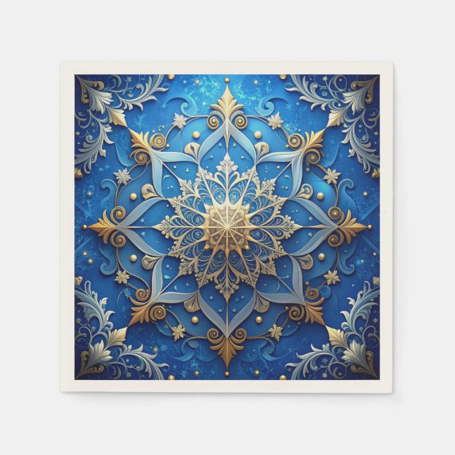 Serviette En Papier Blue Decorative Holiday Napkin (Devant)