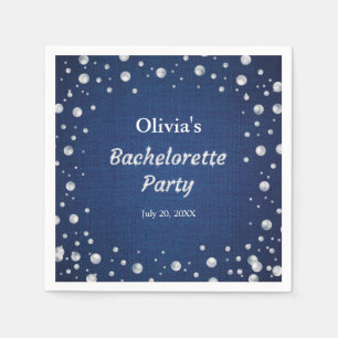 Serviette En Papier Blue Denim Diamonds Pearls Bachelorette Party