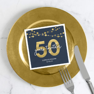 Serviette En Papier Blue Elegant Lights 50e anniversaire de Mariage