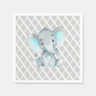 Serviette En Papier Blue Elephant Baby shower Garçon Napkin