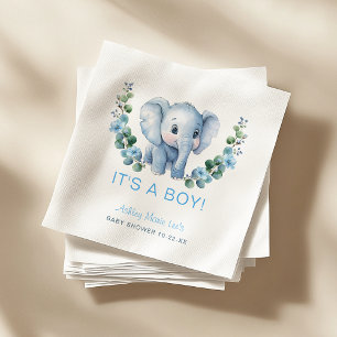 Serviette En Papier Blue Elephant C’est un Baby shower garçon Napkins 