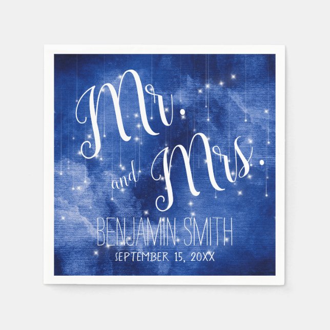Serviette En Papier Blue Galaxy Celestial Stars Night Sky Mariage (Devant)