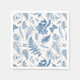 Serviette En Papier Blue Garden Butterfly & Floral Garden Motif