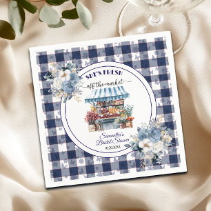 Serviette En Papier Blue Gingham En Dehors Du Marché Floral Bridal Sho