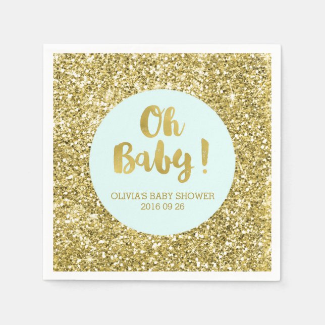 Serviette En Papier Blue Gold Parties scintillant Confetti Oh Baby Bab (Devant)