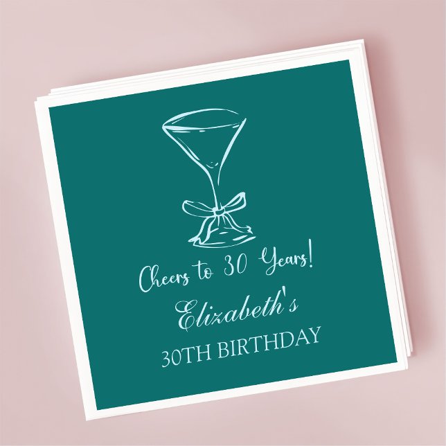 Serviette En Papier Blue & Green Cheers à 30 ans Anniversaire serviett (Créateur téléchargé)