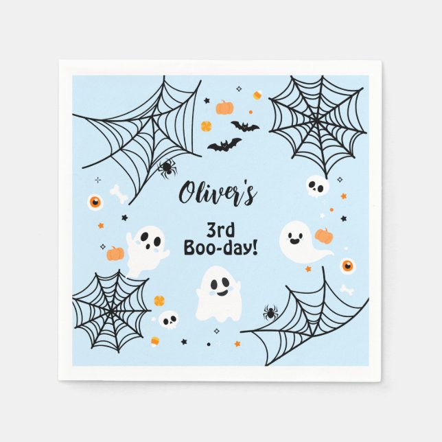 Serviette En Papier Blue Halloween Cute Ghost Boo-Day Party (Devant)