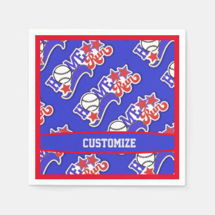 Serviette En Papier Blue Home Run Baseball