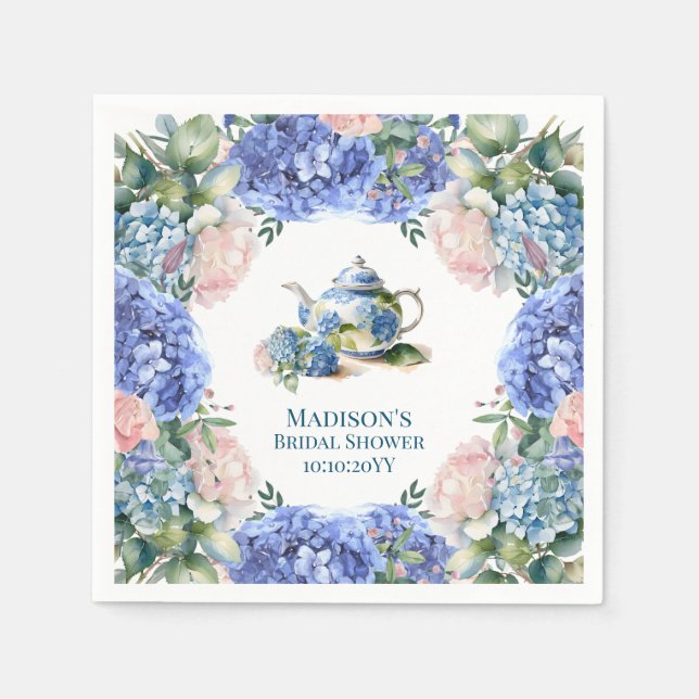 Serviette En Papier Blue Hydrangea Bride Tea Party (Devant)