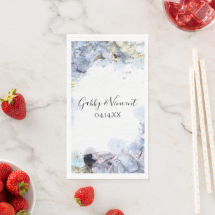 Serviette En Papier Blue Hydrangea Fleurs Mariage d'aquarelle