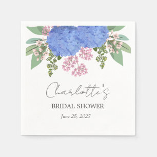 Serviette En Papier Blue Hydrangea Moderne Fête des mariées Florale